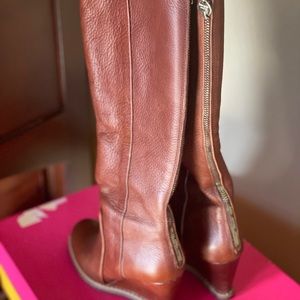 Kate Spade brown wedge boots size 5.5